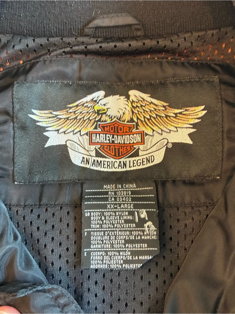 Harley-Davidson Black and Orange Varsity-Style Bomber